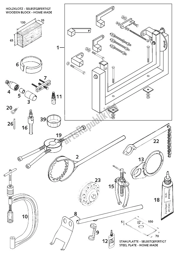 Todas las partes para Herramientas Especiales Lc4 2001 de KTM 620 SC Europe 2000