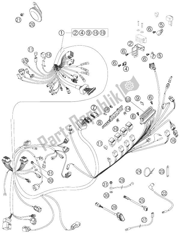 All parts for the Wiring Harness of the KTM 990 Supermoto T LIM Edit 10 Europe 2010