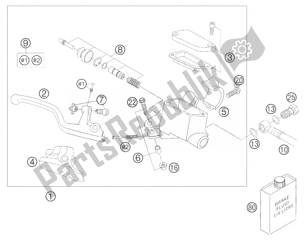 Todas las partes para Cilindro De Freno De Mano de KTM 105 SX USA 2007