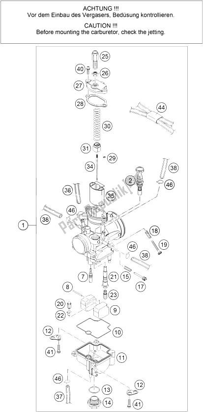 All parts for the Carburetor of the KTM 105 SX Europe 2006