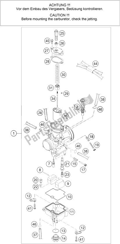 Tutte le parti per il Carburatore del KTM 85 SX 19 16 Europe 2006