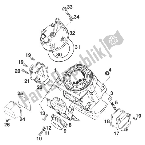 Tutte le parti per il Cilindro 250/300/380 '98 del KTM 250 EXC 98 Europe 1998