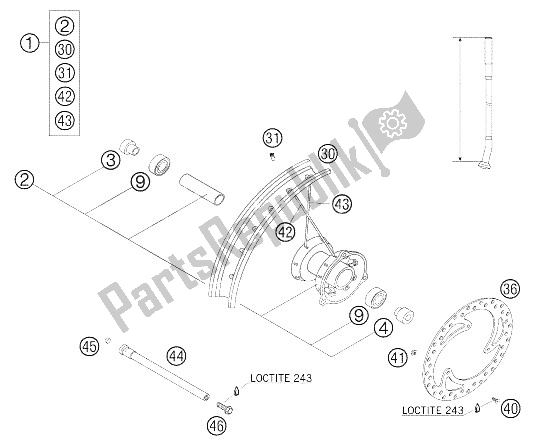 Toutes les pièces pour le Roue Avant du KTM 65 SX Europe 2005