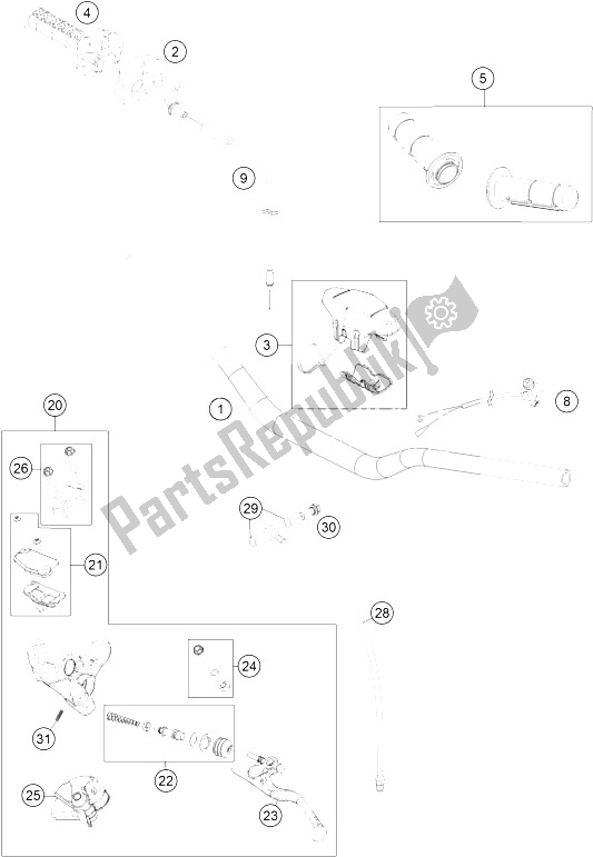 All parts for the Handlebar, Controls of the KTM 85 SX 19 16 Europe 2016