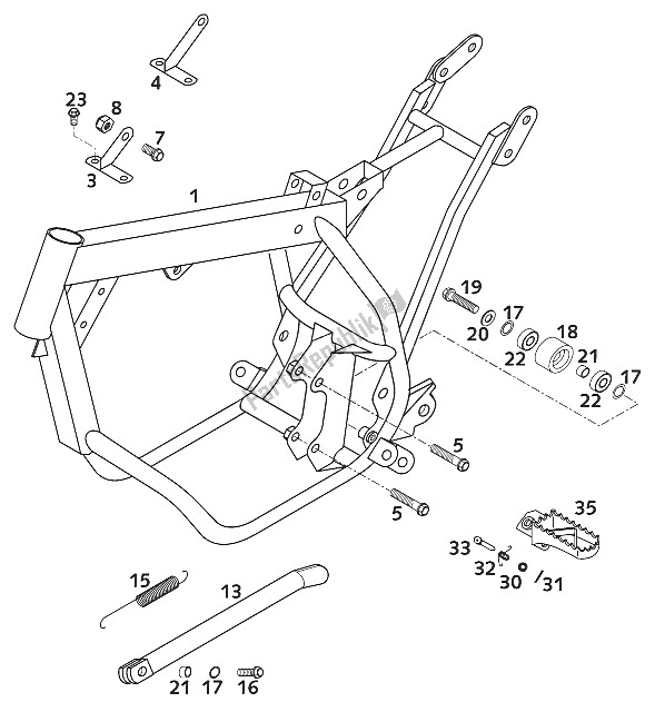 Todas as partes de Frame 50 Sxr 2001 do KTM 50 SX Junior Europe 2001