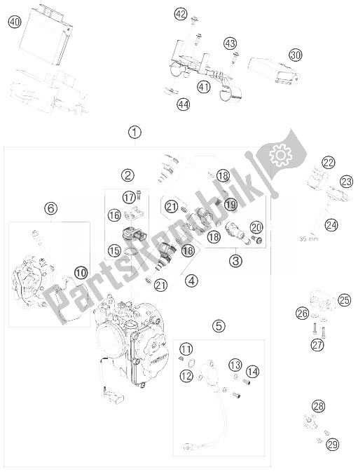 All parts for the Throttle Body of the KTM 690 Supermoto Black Europe 2007