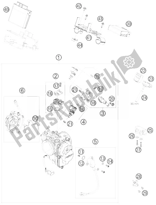 All parts for the Throttle Body of the KTM 690 Supermoto Orange Australia United Kingdom 2007