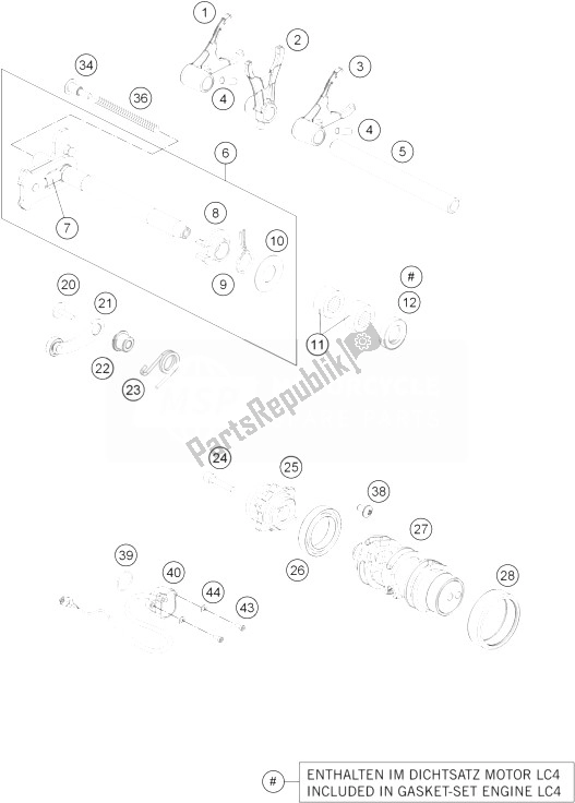 Tutte le parti per il Meccanismo Di Spostamento del KTM 690 Duke Black ABS CKD Malaysia 2014