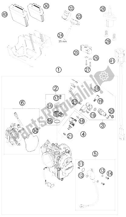 All parts for the Throttle Body of the KTM 690 SMC Australia United Kingdom 2008