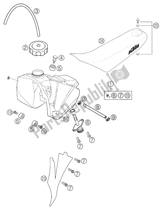 All parts for the Tank, Seat, Cover 50 Gs 2002 of the KTM 50 Mini Adventure GS Europe 2002