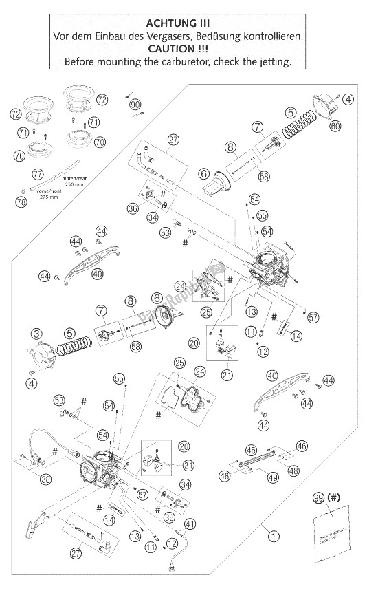 All parts for the Carburetor Lc8 of the KTM 950 Adventure Orange LOW Europe 2003