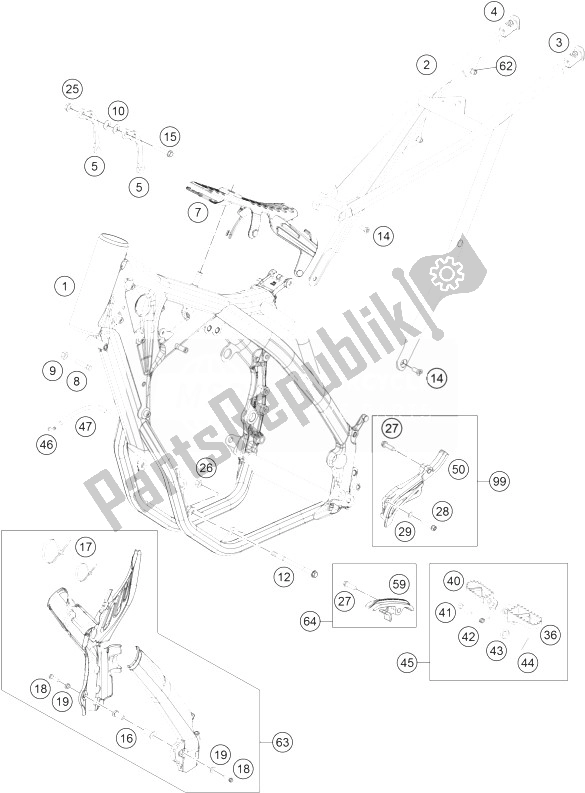 All parts for the Frame of the KTM 450 XC W USA 2014