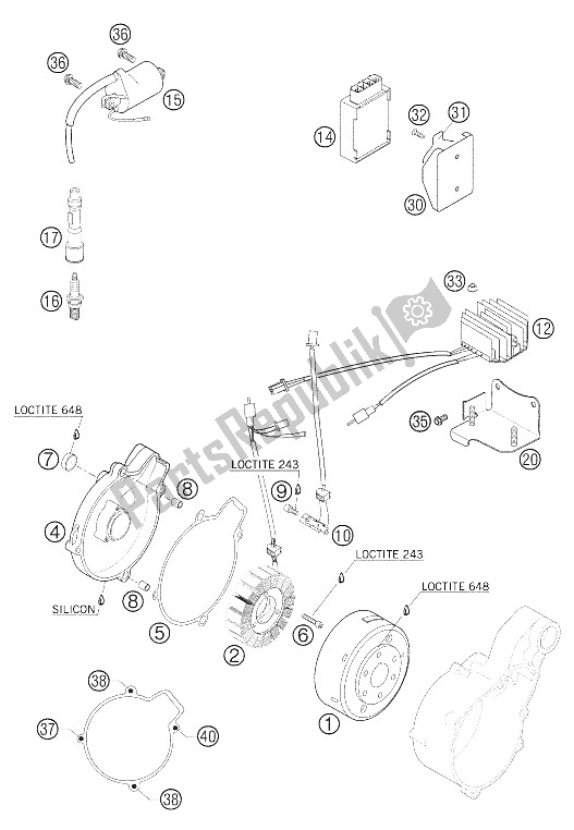 Tutte le parti per il Sistema Di Accensione Kokusan 625/640 Lc4 del KTM 625 SMC Europe 2005