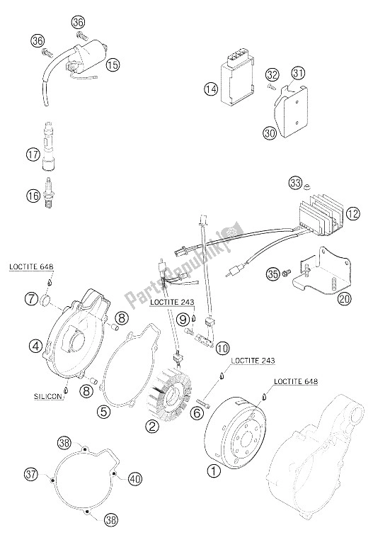 All parts for the Ignition System of the KTM 640 LC4 Supermoto Prestige 06 Europe 2006