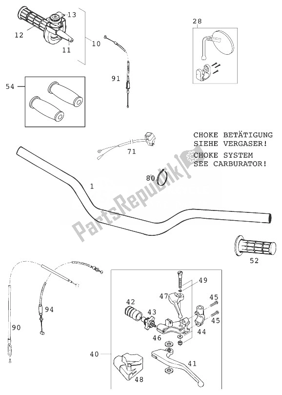 All parts for the Handle Bar - Controls 660 Rallye '9 of the KTM 660 LC4 Rallye Europe 1999