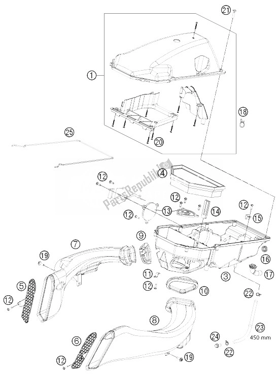 Toutes les pièces pour le Filtre à Air du KTM 1190 RC8 R White Europe 2013