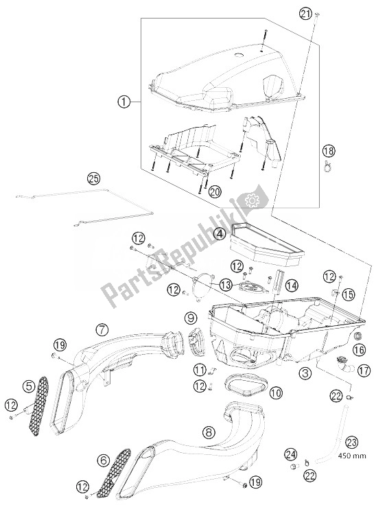 Tutte le parti per il Filtro Dell'aria del KTM 1190 RC8 R White USA 2014