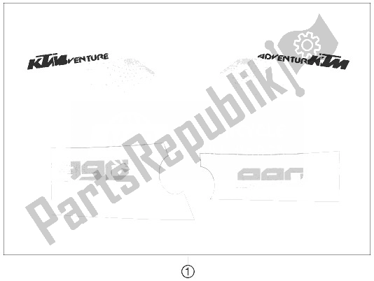 Tutte le parti per il Decalcomania del KTM 990 Adventure White ABS 10 USA 2010