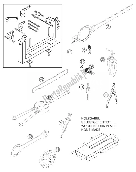 Toutes les pièces pour le Outils Spéciaux 85 Sx du KTM 85 SX Europe 6001D9 2004