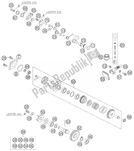 All parts for the Exhaust Control of the KTM 85 SX 19 16 Europe 2007