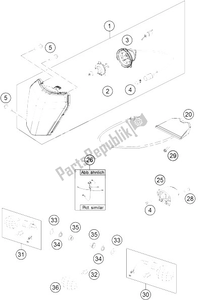 All parts for the Lighting System of the KTM 250 EXC Australia 2015