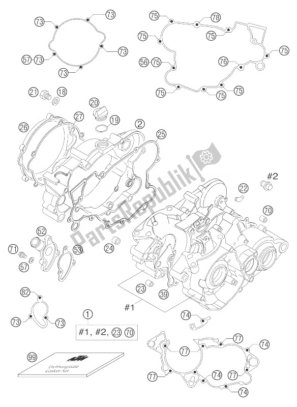 Tutte le parti per il Cofano Motore 105 Sx del KTM 105 SX Europe 2004