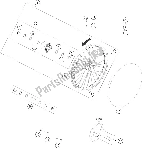 Toutes les pièces pour le Roue Avant du KTM Freeride E XC Europe 0 2016