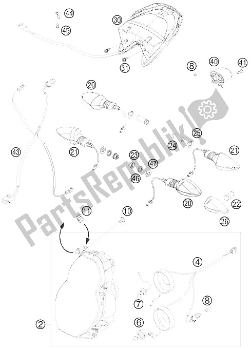 All parts for the Lightning System of the KTM 990 Super Duke R Europe 2008