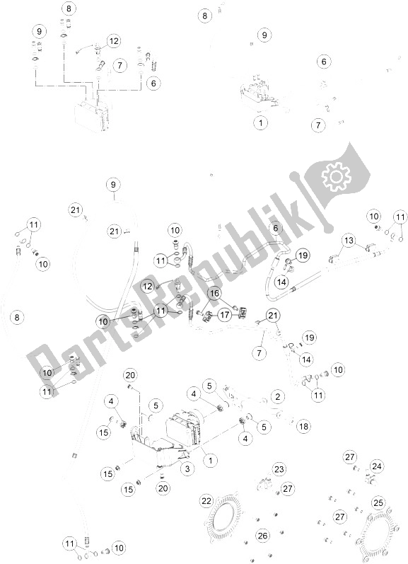 All parts for the Antilock Braking System Abs of the KTM 690 Enduro R ABS Europe 2015