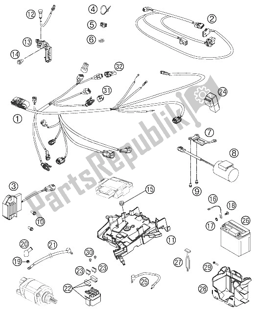 Alle onderdelen voor de Kabelboom van de KTM 350 SX F USA 2011