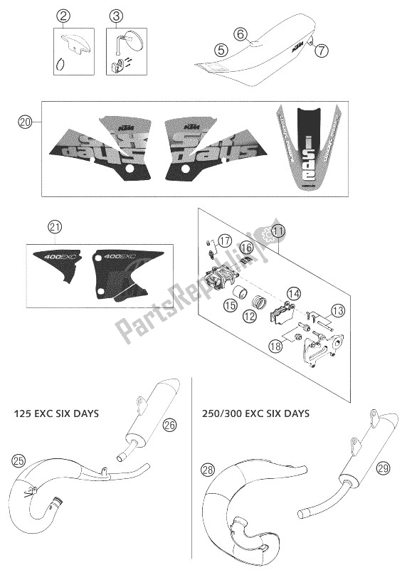 All parts for the New Parts 125-525 Sixdays Chas of the KTM 125 EXC SIX Days Europe 2003