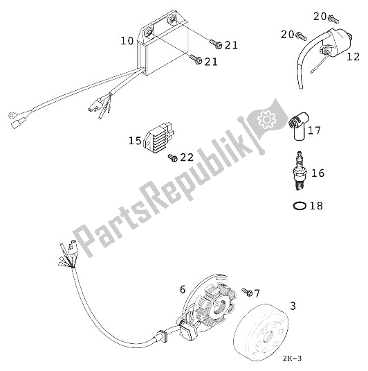 Tutte le parti per il Sistema Di Accensione Kokusan 2k3 125 Exe del KTM 125 EXE 100 Europe 2000