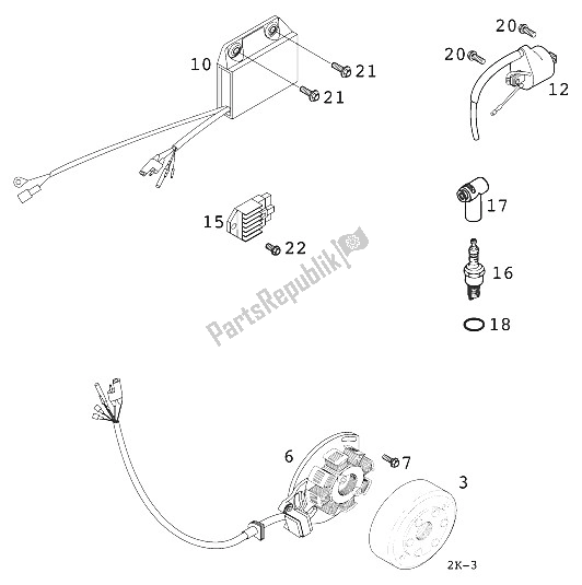 Tutte le parti per il Sistema Di Accensione Kokusan 2k3 125 Exe del KTM 125 EXE 80 Europe 2000