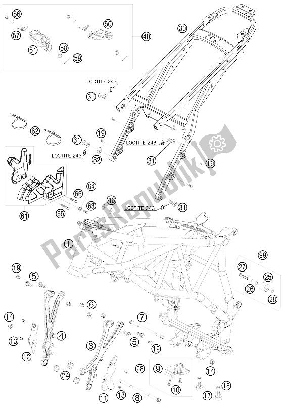All parts for the Frame, Sub Frame of the KTM 950 Superenduro R Australia 2006