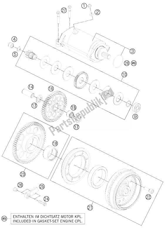 All parts for the Electric Starter of the KTM 1190 RC8 R White Japan 2014