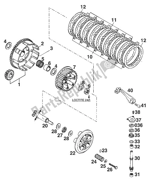 Tutte le parti per il Frizione 125 '96 del KTM 125 EGS M ö 6 KW Europe 1996