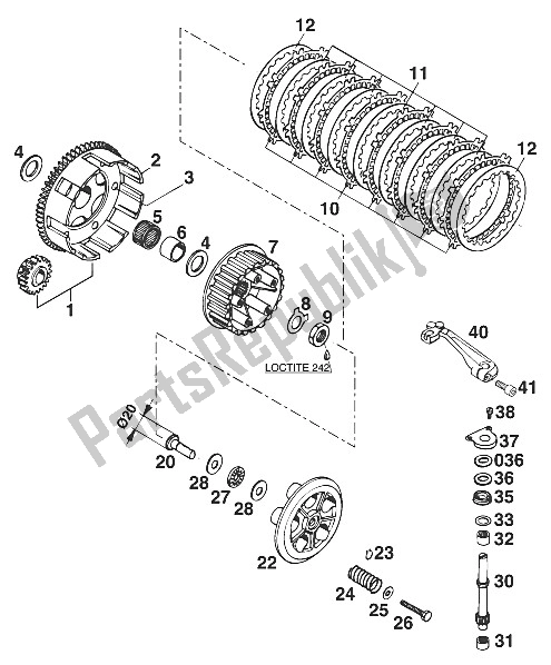 Alle onderdelen voor de Koppeling 125 '96 van de KTM 125 SIX Days M ö Europe 1996