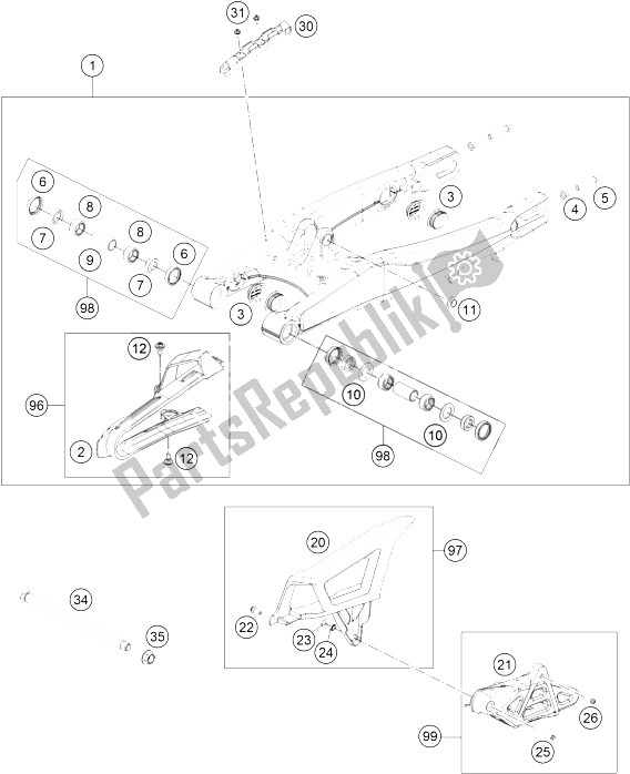 Toutes les pièces pour le Bras Oscillant du KTM Freeride 250 R Europe 2016