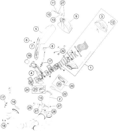 All parts for the Exhaust System of the KTM 1190 Adventure ABS Grey Europe 2016