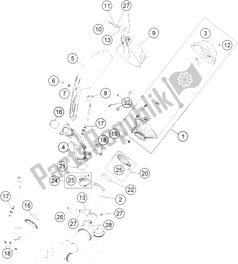 All parts for the Exhaust System of the KTM 1190 Adventure ABS Orange Europe 2016