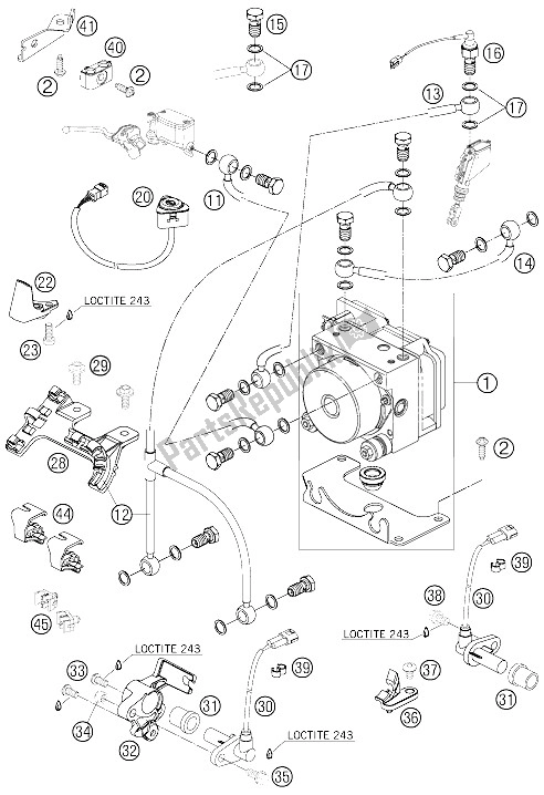 Tutte le parti per il Sistema Antibloccaggio Abs del KTM 690 Supermoto Orange Europe 2009