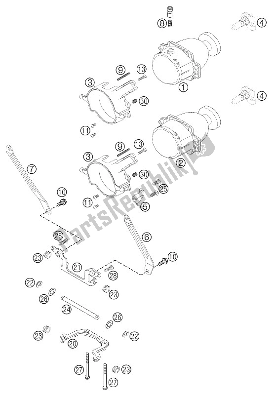 Toutes les pièces pour le Phare Duc 2000 du KTM 640 Duke II Lime Europe 2000