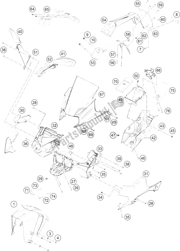 Todas las partes para Máscara, Defensas de KTM RC 390 White ABS B D 16 Japan 2016