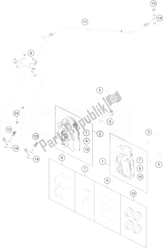 All parts for the Brake Caliper Front of the KTM 990 Supermoto R ABS Australia 2013