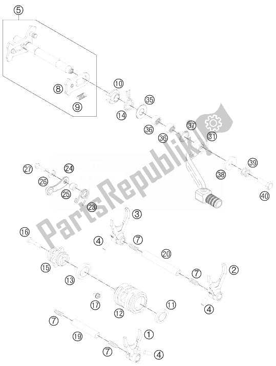 Alle onderdelen voor de Schakelmechanisme van de KTM 250 EXC F Australia 2013