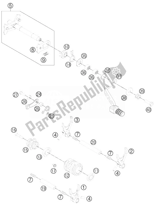 Toutes les pièces pour le Mécanisme De Changement du KTM 250 EXC F Europe 2013