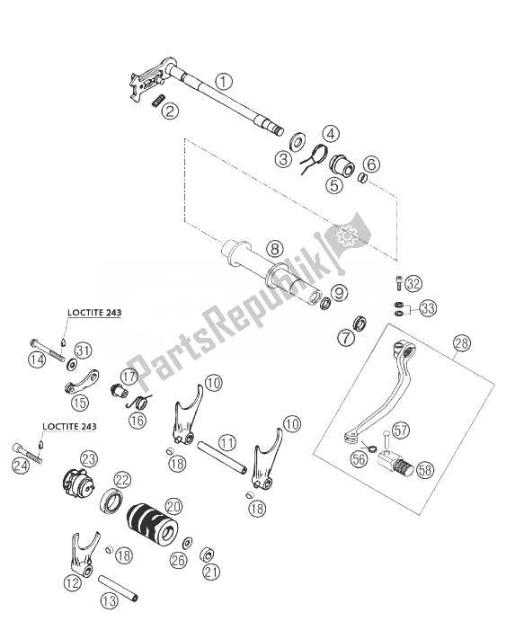 Toutes les pièces pour le Mécanisme De Changement Rallye du KTM 660 Rallye Costumer Europe 2004