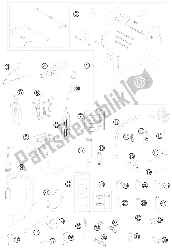 Alle onderdelen voor de Speciaal Gereedschap van de KTM 950 Super Enduro R USA 2009
