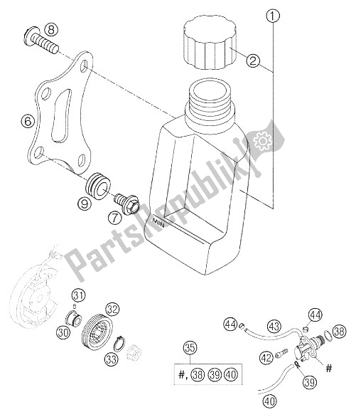 All parts for the Fresh-oil Lubrication 50 Gs of the KTM 50 Mini Adventure GS Europe 2002