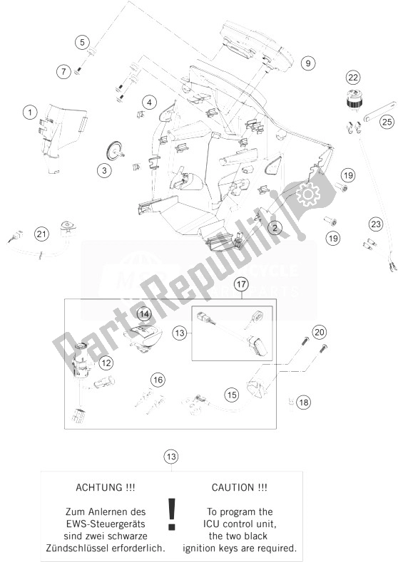 All parts for the Instruments, Lock System of the KTM 990 Supermoto T Black ABS France 2013